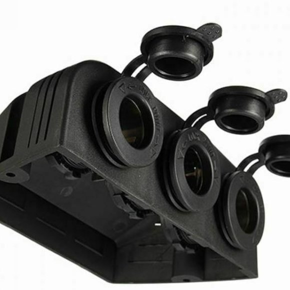 Marine 12V-24V 3-WAY Waterproof Boat-Car-RV-ATV Power Socket - Picture 3 of 4